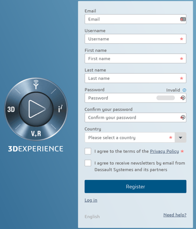 3DEXPERIENCE create account
