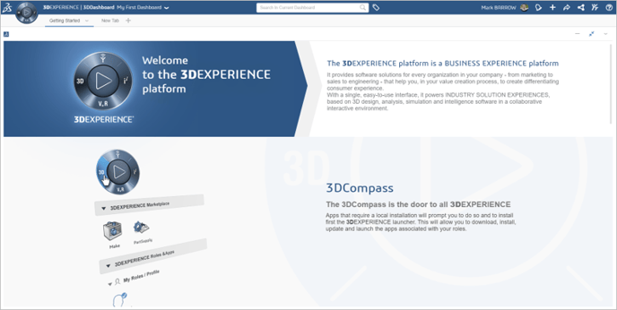 3DEXPERIENCE platforma Start page