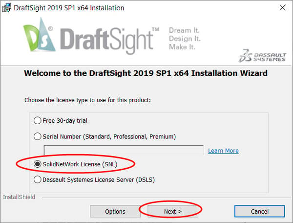 DraftSight Enterprise licencijos pasirinkimas