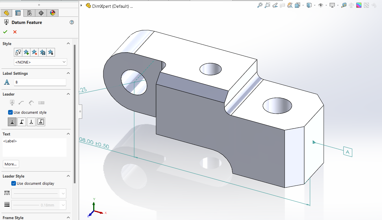Kaip naudotis SOLIDWORKS DimXpert įrankiu